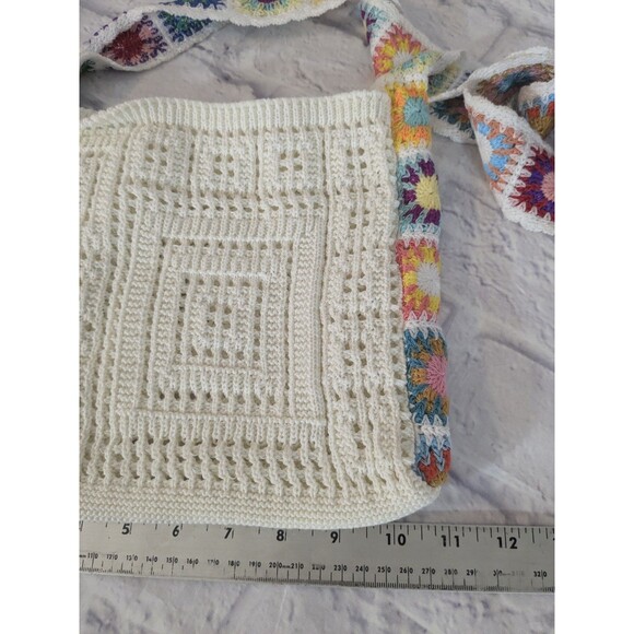 Womens Crochet Granny Square Tote Purse Shoulder Bag - Picture 4 of 6